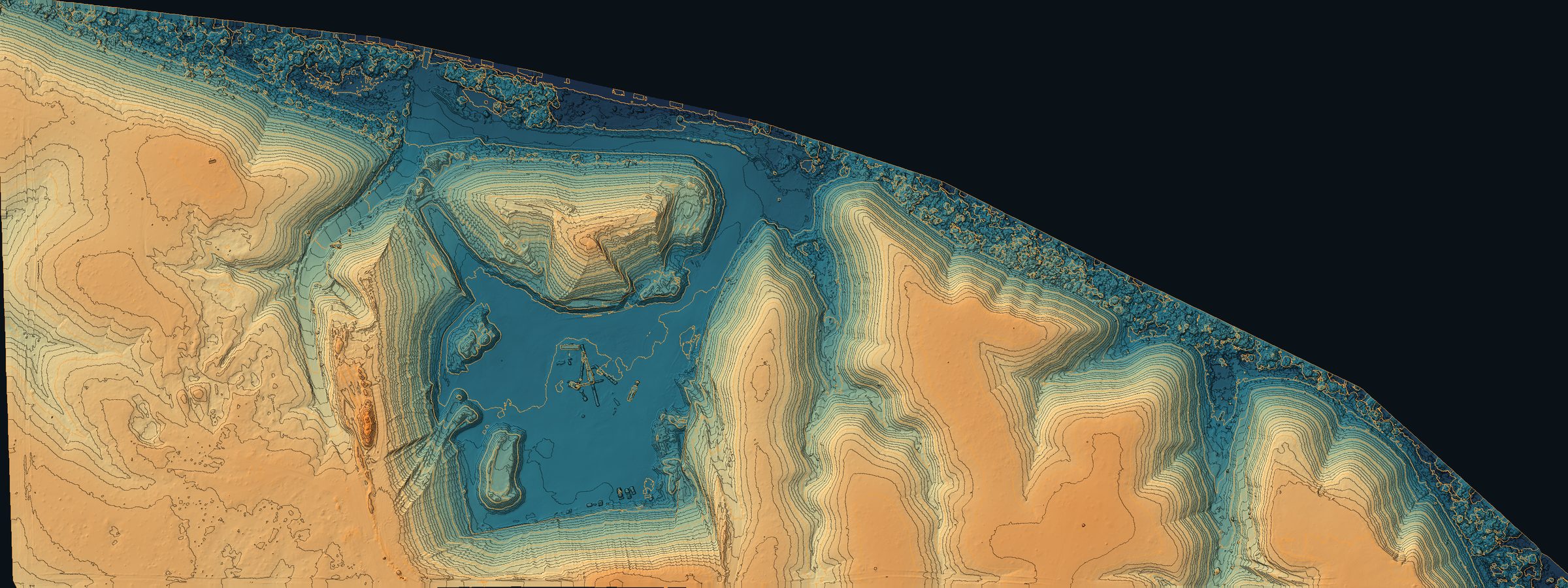 Elevation and contour map